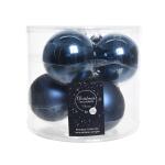 Boules de Noël en verre Ø 8 cm - bleu nuit (6 pièces)