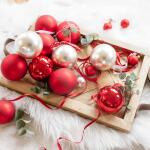 Boules de Noël en verre Ø 8 cm - rouge