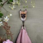 Crochet de suspension bouledogue français - en bois