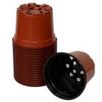 Pots ronds marrons 9 cm  (18 pièces)