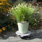 Chariot rond en bois pour plantes Ø 29 cm