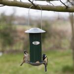 Vogelfuttersilo für Samen aus Metall - grün